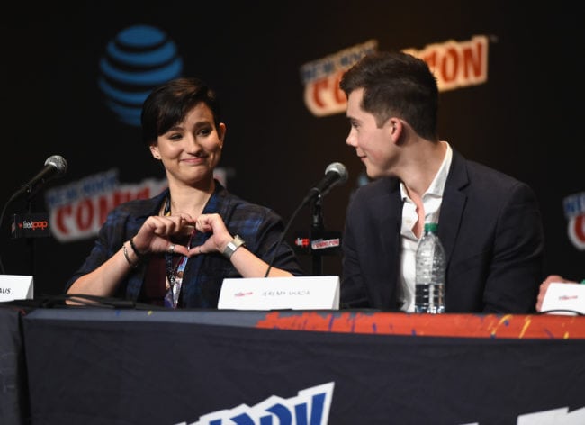 NEW YORK, NY - OCTOBER 07: Bex Taylor-Klaus and Jeremy Shada speak onstage at Voltron Legendary Defender Season 2 Sneak Peek at Jacob Javits Center on October 7, 2016 in New York City. (Photo by Nicholas Hunt/Getty Images)