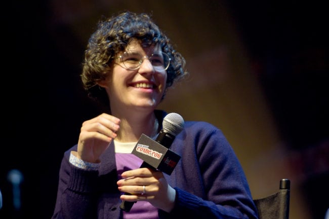 NEW YORK, NY - OCTOBER 04: Steven Universe creator, voice actor, and author Rebecca Sugar speaks onstage at the Steven Universe Panel during New York Comic Con 2017 - JK at Hammerstein Ballroom on October 4, 2017 in New York City. 27356_002 (Photo by Jason Kempin/Getty Images for Turner)
