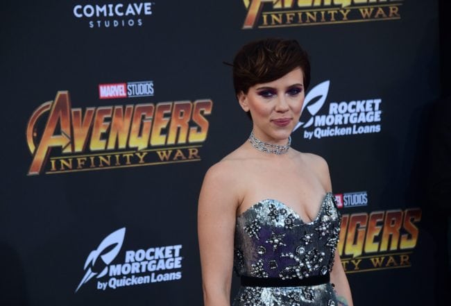 Actress Scarlett Johansson arrives or the World Premiere of the film 'Avengers: Infinity War' in Hollywood, California on April 23, 2018. (Photo by FREDERIC J. BROWN / AFP) (Photo credit should read FREDERIC J. BROWN/AFP/Getty Images)