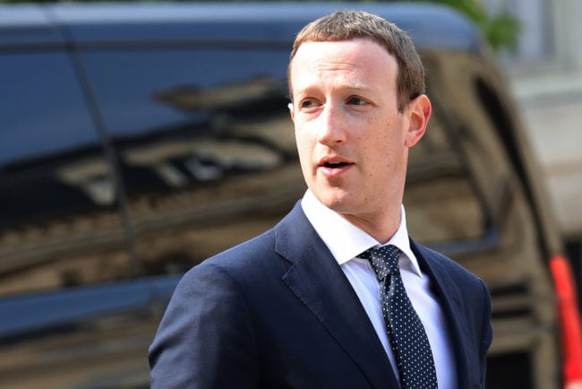 Facebook CEO Mark Zuckerberg arrives to attend a meeting with the French president at the Elysee Palace in Paris on May 23, 2018. - Fresh from saying "sorry" to European lawmakers, Facebook CEO Mark Zuckerberg holds talks with the president on May 22 where he will face renewed pressure over his company's tax policies. (Photo by ludovic MARIN / AFP)        (Photo credit should read LUDOVIC MARIN/AFP/Getty Images)