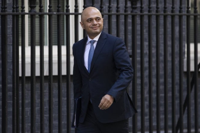 LONDON, ENGLAND - JULY 03: Home Secretary Sajid Javid arrives at Downing Street ahead of the weekly cabinet meeting on July 3, 2018 in London, England. (Photo by Dan Kitwood/Getty Images)