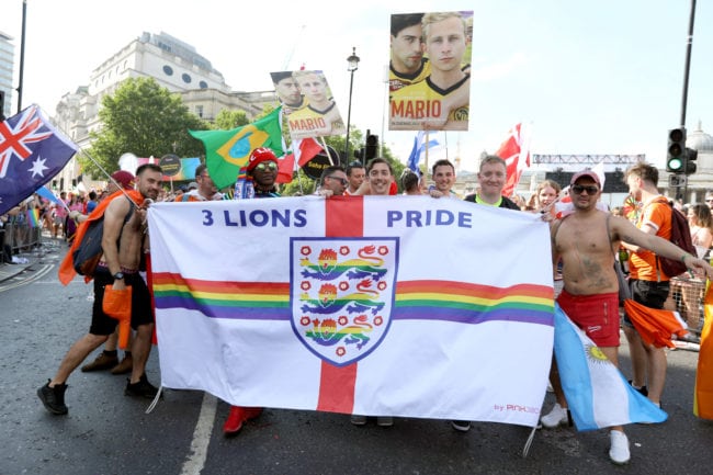 LONDON, ENGLAND - JULY 07: Parade goers during Pride In London on July 7, 2018 in London, England. It is estimated over 1 million people will take to the streets and approximately 30,000 people and 472 organisations will join the annual parade, which is one of the world's biggest LGBT+ celebrations.