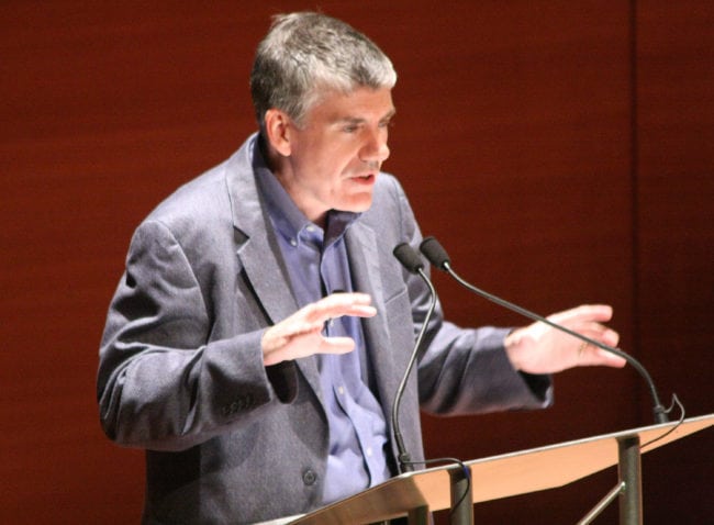 NEW YORK, NY - MAY 25:  Author Rick Riordan speaks at Alice Tully Hall, Lincoln Center on May 25, 2011 in New York City.  (Photo by Janette Pellegrini/Getty Images for Disney Publishing)