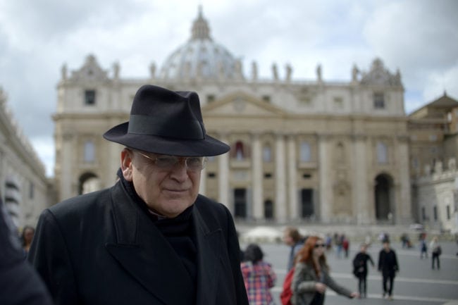 US cardinal Leo Raymond Burke walks on St Peter's square after a cardinals' meeting on the eve of the start of a conclave on March 11, 2013 at the Vatican. Cardinals will hold a final set of meetings on Monday before they are locked away to choose a new pope to lead the Roman Catholic Church through troubled times.  AFP PHOTO / JOHANNES EISELE        (Photo credit should read JOHANNES EISELE/AFP/Getty Images)