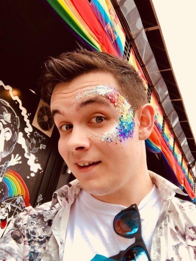Nick Hurley, gay man who threw glitter at a driver who called him a "faggot". 