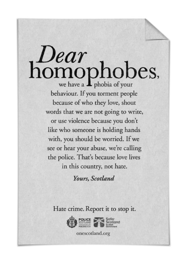 A campaign ad from the Scottish Government and Police Scotland aiming to tackle homophobic abuse.