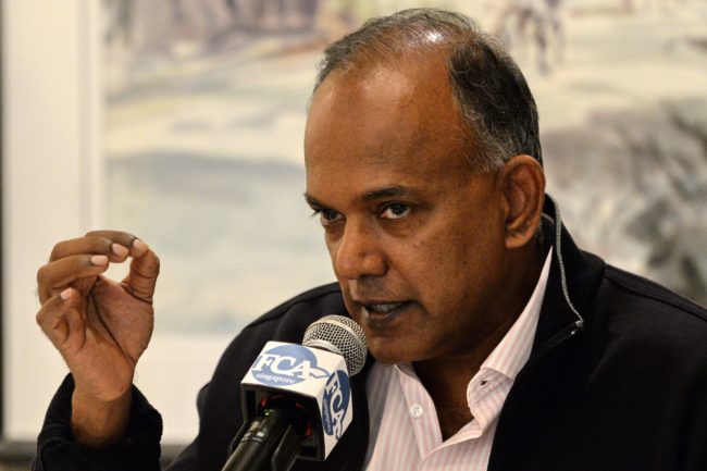 Singapore's Home Affairs Minister K. Shanmugam speaks to journalists during the Foreign Correspondents Association of Singapore luncheon in Singapore on December 2, 2016. The danger of attacks by Islamic State (IS) supporters in Southeast Asia has increased as the group searches for new fronts after setbacks in the Middle East, Singapore's internal security minister warned on December 2. / AFP / ROSLAN RAHMAN (Photo credit should read ROSLAN RAHMAN/AFP/Getty Images)
