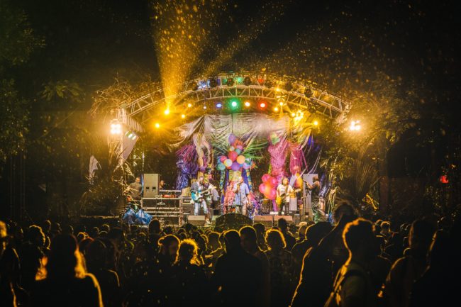 A photo taken on September 5, 2017 shows the stage during the Nyege Nyege Festival, the annual four-day international music festival, in Jinja, Uganda. - The Ugandan authorities announced on September 4, 2018 the ban of one of East Africa's most important electronic music festivals, as they they believe it promotes sex, homosexuality and other practices that are considered immoral, but which the organizers are defending. (Photo by Ian Duncan KACUNGIRA / AFP)        (Photo credit should read  Images)