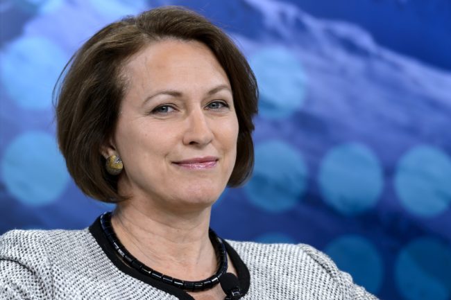 Lloyd's CEO Inga Beale attends a session during the World Economic Forum (WEF) annual meeting on January 24, 2015 in Davos. AFP PHOTO / FABRICE COFFRINI (Photo credit should read FABRICE COFFRINI/AFP/Getty Images)