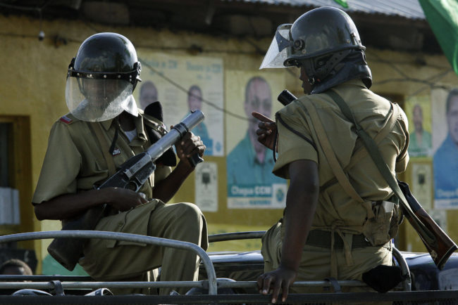 Riot police in Tanzania. 