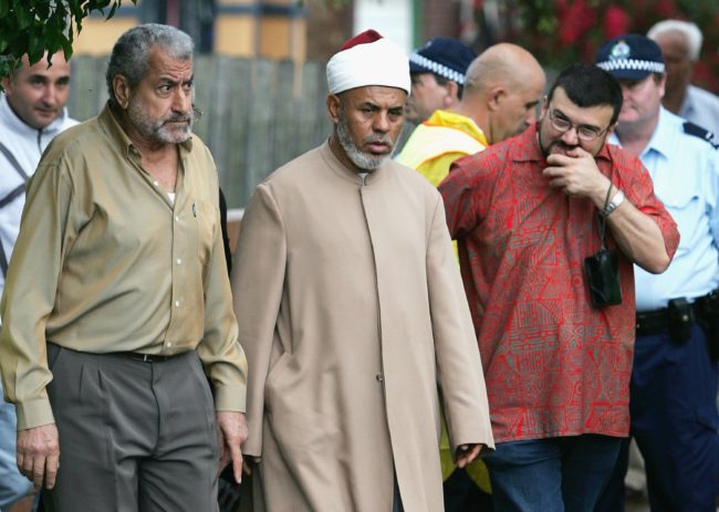 SYDNEY, AUSTRALIA - NOVEMBER 03: Controversial muslim cleric Sheik Taj el-Din al Hilaly arrives for Friday prayers at Lakemba mosque November 3, 2006 in Sydney, Australia. Hilaly was expected to speak at the prayers in his first public appearance since being hospitalized on October 30, 2006. The mufti has faced criticism in Australia following a sermon last month in which he suggested that immodestly dressed women invited sexual assault. (Photo by Ian Waldie/Getty Images)