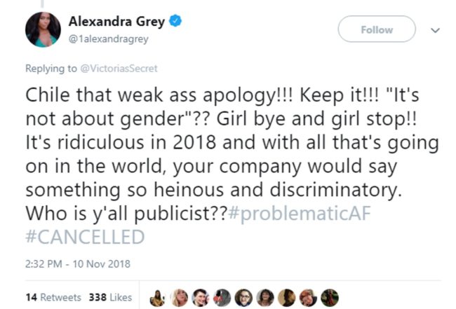 Alexandra Grey's response to the Victoria's Secret exec