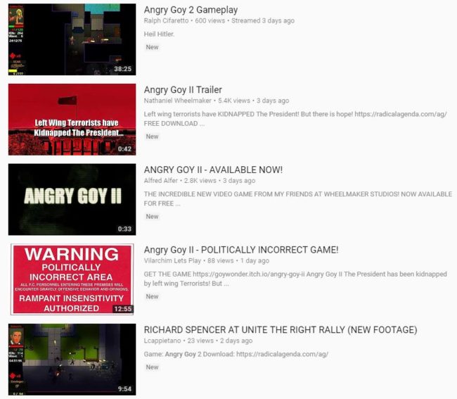 Dozens of YouTube videos promoting the game are still online.