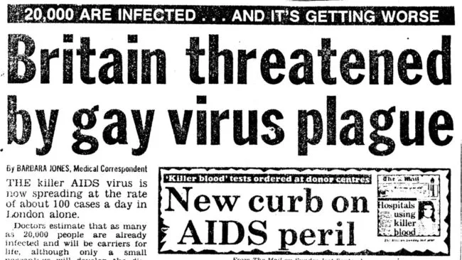 A headline from The Mail on Sunday, re-published for World AIDS Day 
