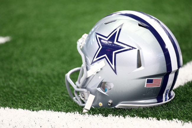 A helmet for the Dallas Cowboys similar to that Jeff Rohrer wore in the 1980s qas a linebacker for the team.