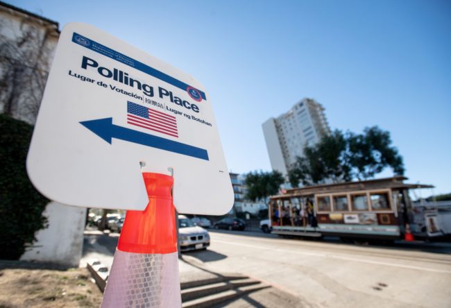 A polling station during the US midterm election 2018