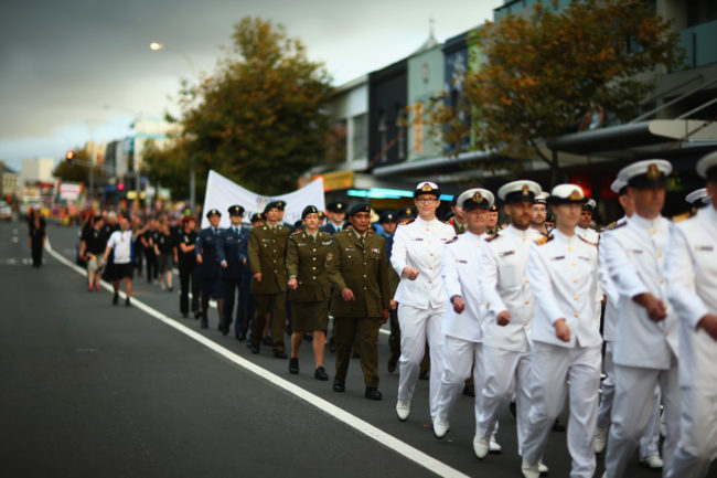 Members of the armed forces take part in Auckland Pride Parade 2014.