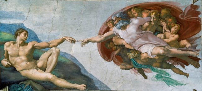 The Creation of Adam, by Michelangelo, shows God as a man