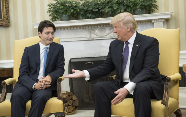 US President Donald Trump with Prime Minister Justin Trudeau of Canada