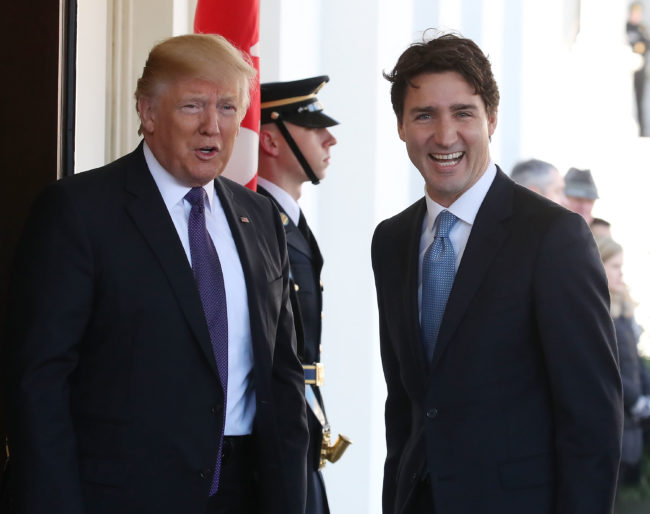 US President Donald Trump and Canadian Prime Minister Justin Trudeau at the White House.