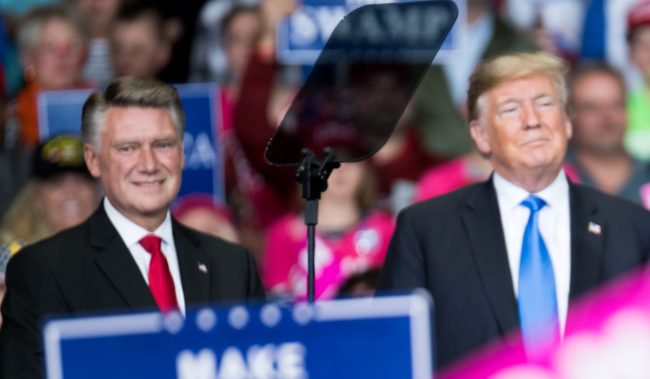 President Donald Trump and Republican Congressional candidate for North Carolina's 9th district Mark Harris