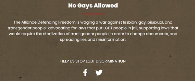 The No Gays Allowed website