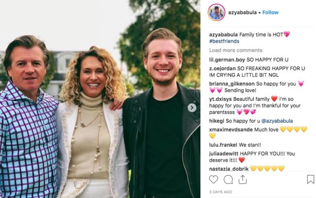 Azya Babula posted about his parents on Instagram, who accept him for being gay 