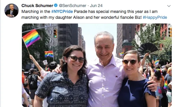 Senator Chuck Schumer announces his daughter Alison Schumer was getting married in a Twitter post.