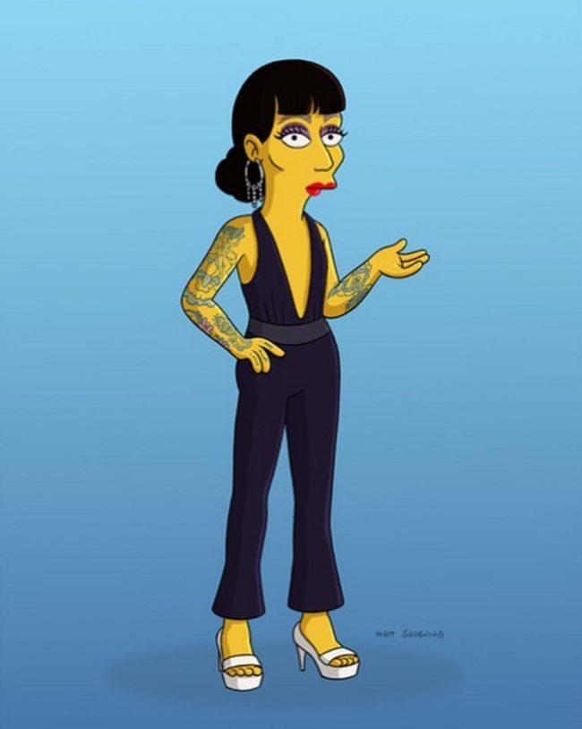 Raja as she will be on The Simpsons