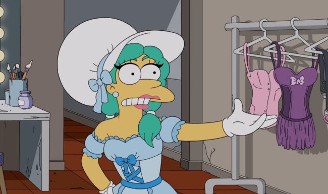 Sideshow Mel joined Marge and Homer Simpson in dressing in drag on The Simpsons