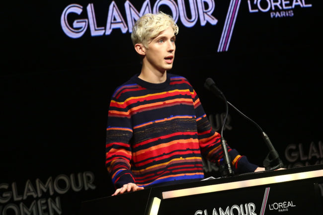 Troye Sivan speaks onstage at the 2018 Glamour Women Of The Year Awards