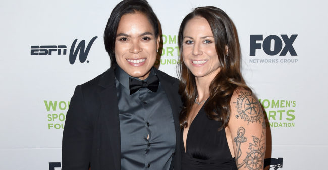 Amanda Nunes and Nina Ansaroff attend the Women in Sports Awards Gala. (Nicholas Hunt/Getty Images for Women's Sports Foundation)