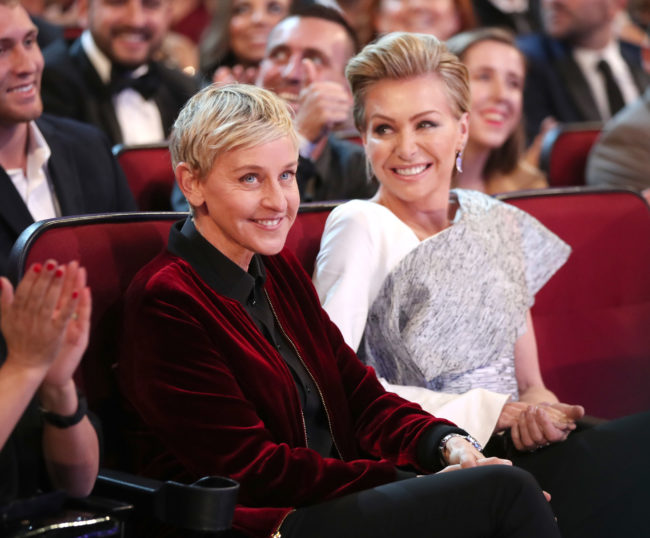 TV personality Ellen DeGeneres (L) and actress Portia de Rossi attend the People's Choice Awards 2017 at Microsoft Theater on January 18, 2017.