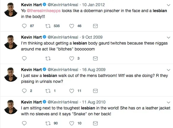 Kevin Hart mocks lesbians on Twitter 