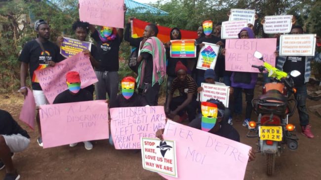 LGBT+ campaigners at the march in Kakum