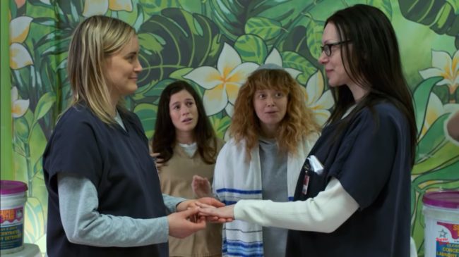 Best Lesbian TV storylines and scene: Orange is the New Black: Piper Chapman and Alex Vause prison wedding