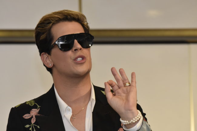 Milo Yiannopoulos speaks during an event hosted by senator David Leyonhjelm at Parliament House on December 5, 2017