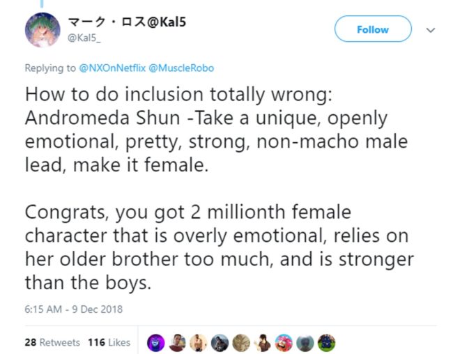 A tweet about Saint Seiya and the show's decision to make Andromeda Shun female