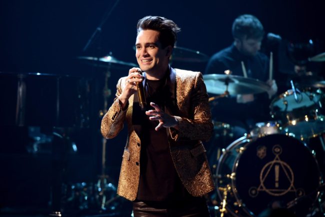 Panic! at the Disco's pansexual singer Brendon Urie performs onstage during the iHeartRadio Album Release Party on June 21, 2018