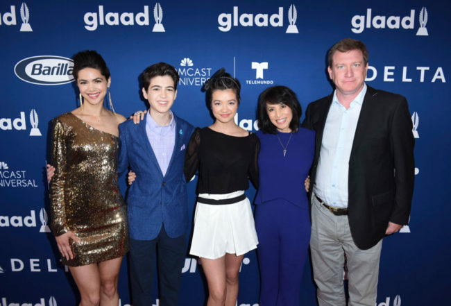 Lilain Bowden, Joshua Rush, Peyton Elizabeth Lee, Lauren Tom and Stoney Westmoreland attend Rising Stars at the GLAAD Media Awards Los Angeles at The Beverly Hilton Hotel on April 11, 2018 in Beverly Hills, California. 