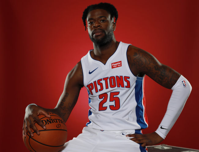 Reggie Bullock #25 of the Detroit Pistons poses for a portrait during Media Day at Little Caesars Arena on September 24, 2018 in Detroit, Michigan.