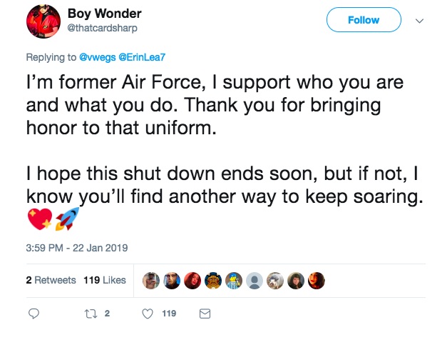 Twitter user shows support for non-binary NASA intern V Wegman 