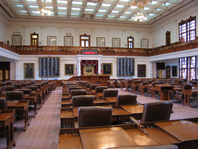 The Texas State House Chamber in the Capitol Building.