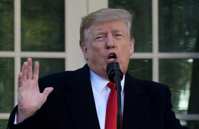 President Donald Trump makes a statement announcing that a deal has been reached to reopen the government through Feb. 15 during an event in the Rose Garden of the White House January 25, 2019 in Washington, DC