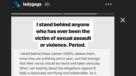 Lady gaga finally spoke about the abuse allegations against R. Kelly.