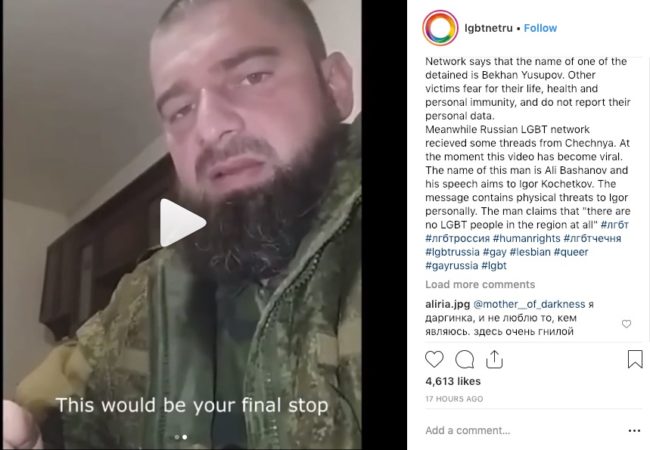 A Chechen man threatened the activists fighting against Chechnya anti-gay purge.