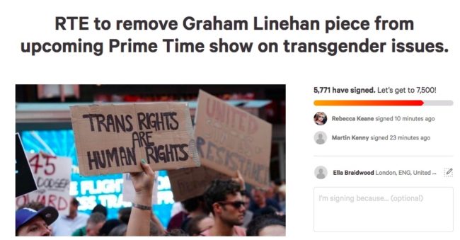 Change.org petition to remove Graham Linehan from RTE show 
