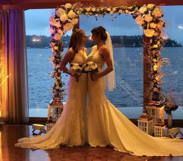WNBA Chicago Sky player Alexandria Quigley posted a picture of her wedding to teammate Courtney Vandersloot.