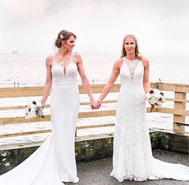 WNBA Chicago Sky player Courtney Vandersloot posted a picture of her wedding to teammate Alexandria Quigley.