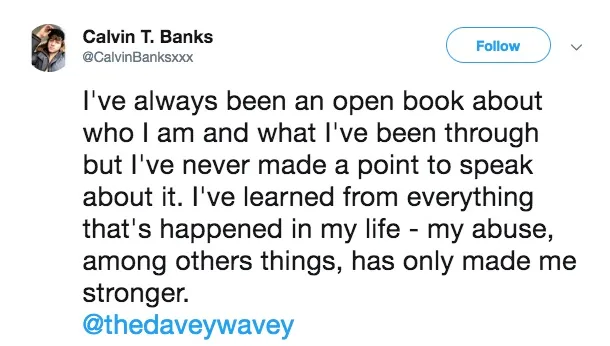 Gay porn star Calvin Banks on Twitter